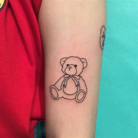 stuffed animal tattoo|simple teddy bear tattoo.